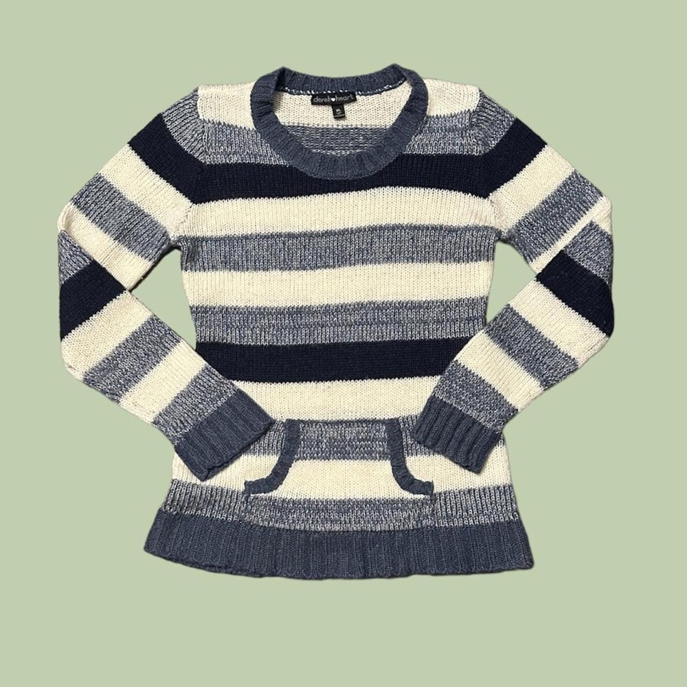 🌥️Derek Heart Striped long sweater with pockets